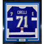 Framed Autographed/Signed Anthony Cirelli 35x39 Tampa Bay Blue Hockey Jersey JSA COA