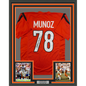 Framed Autographed/Signed Anthony Munoz 35x39 Cincinnati Orange Football Jersey Beckett BAS COA