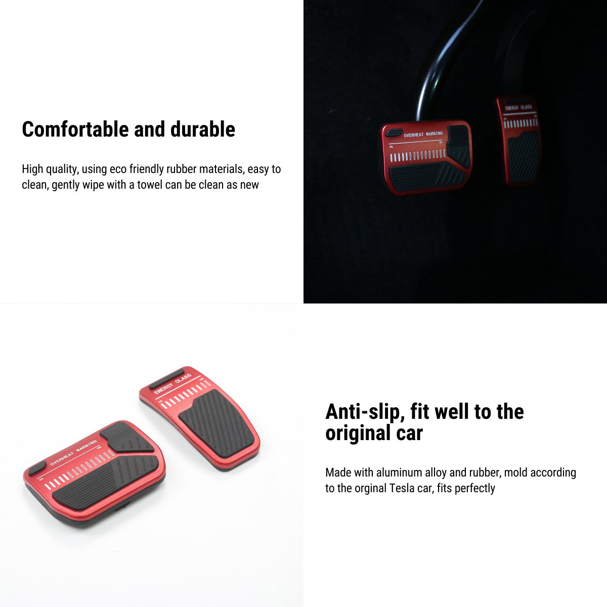 Anti-Slip Pedal Covers for Model 3/Y | 2-Piece Set | Aluminum