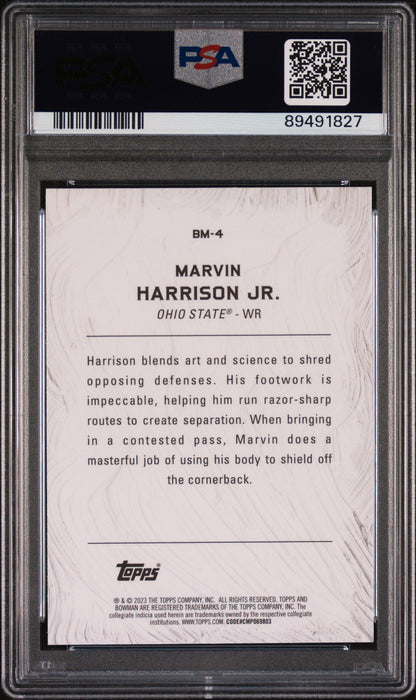 Graded 2023 Topps Bowman U Best Marvin Harrison Jr #BM4 Masterpieces Rookie RC Football Card PSA 10 Gem Mint