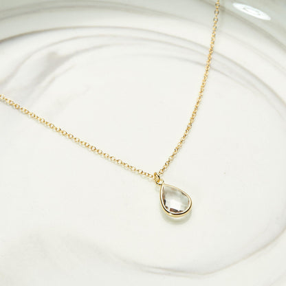 April Birthstone / Diamond Crystal Charm Necklace