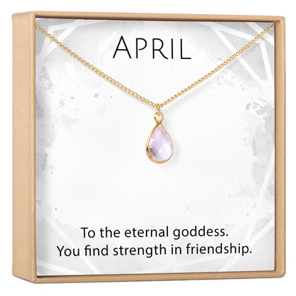 April Birthstone / Diamond Crystal Charm Necklace