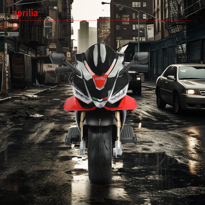 Aprilia 12V Electric Motorcycle for Kids - 2 Wheels, Ages 3-10