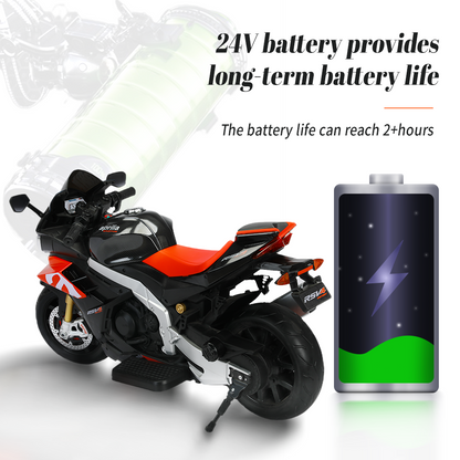 Aprilia 24V Kids Electric MotorBike with Battery Power and LED Lights
