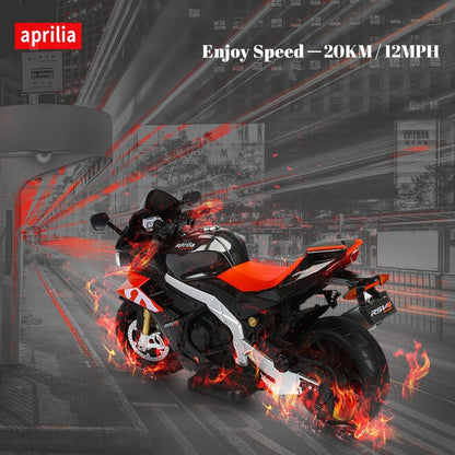 Aprilia 24V Kids Electric Motorbike with Dual 150W BLDC Motors - Speeds up to 12MPH