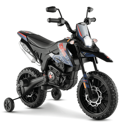 Aprilia Licensed Kids Ride On Motorcycle with 2 Training Wheels in Navy Blue