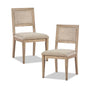 Armless Dining Chair with Cane Back and Tapered Wood Legs - Set of 2