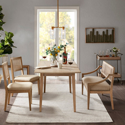 Armless Dining Chair with Cane Back and Tapered Wood Legs - Set of 2