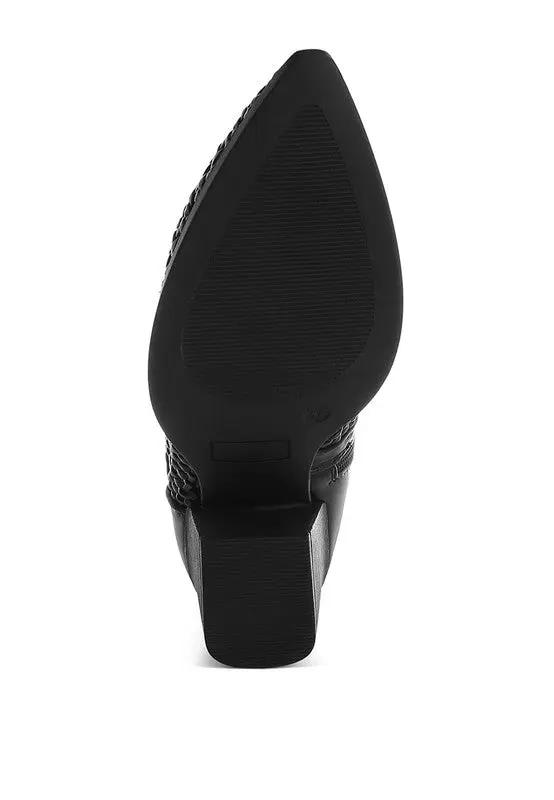 Shoes Rag Company Artisole Woven Pleather Block Heel Boots - Stylish Comfort Footwear