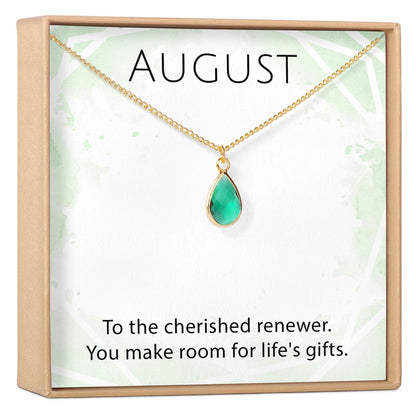 August Birthstone / Peridot Crystal Charm Necklace