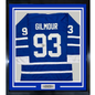Framed Autographed/Signed Doug Gilmour 35x39 Toronto Blue Hockey Jersey JSA COA