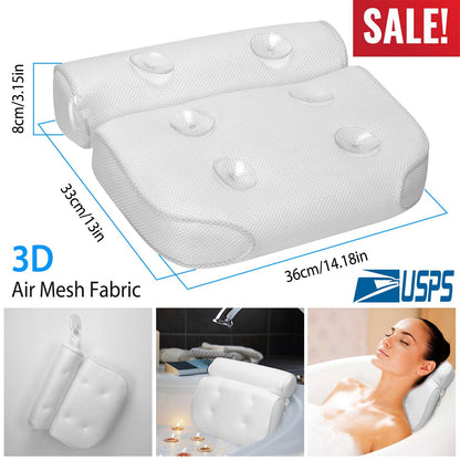 Bathtub Pillow Suction Cup Bath Pillow Air Mesh Breathable Spa Bath Pillow Neck Head Support