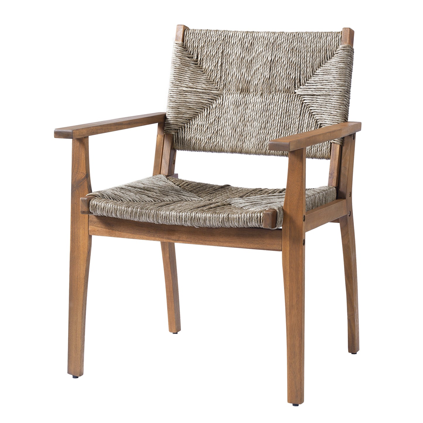Durable Outdoor Dining Chair Set with Acacia Wood Frame and Wicker Seat