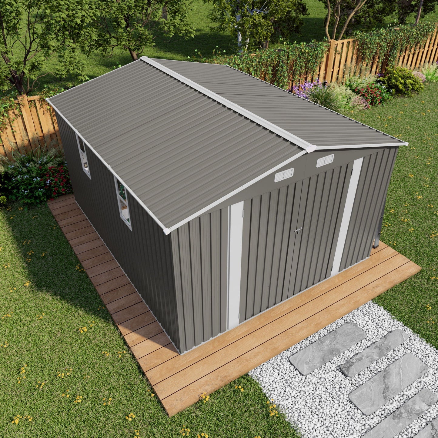 Outdoor Storage Shed With Lockable Doors