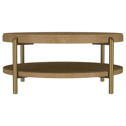 Arini Round Coffee Table With Storage Shelf Sand Wash