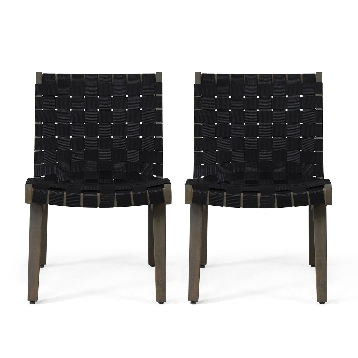 Lounge Chair With Stunning Rope Weave Design, Set of 2 - Black