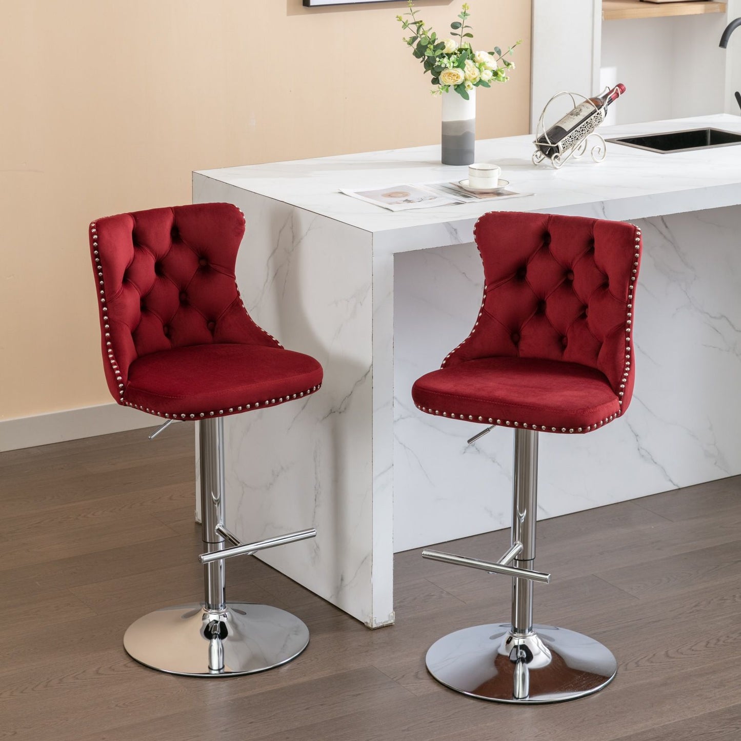 Swivel Adjustable Height Barstools Set of 2