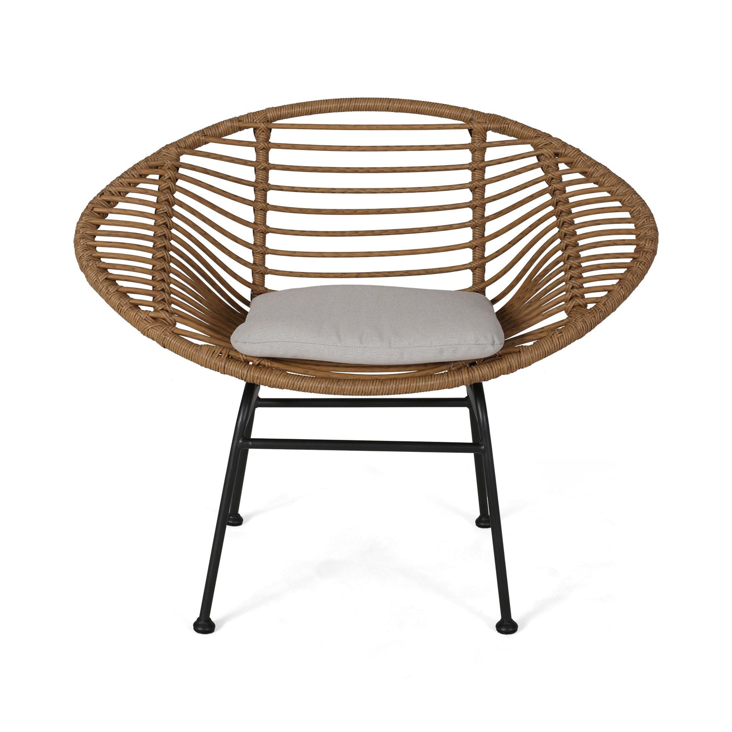 Cordella Outdoor Woven Wicker Chairs with Cushions, Set of 2
