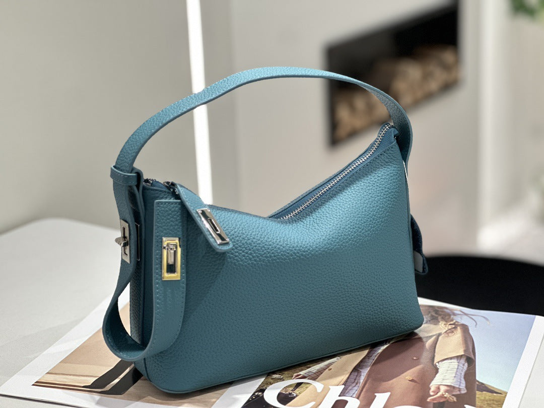 First-layer Cowhide Underarm Bag, New High-end Niche Design, Handbag, High-end Shoulder Pillow Bag