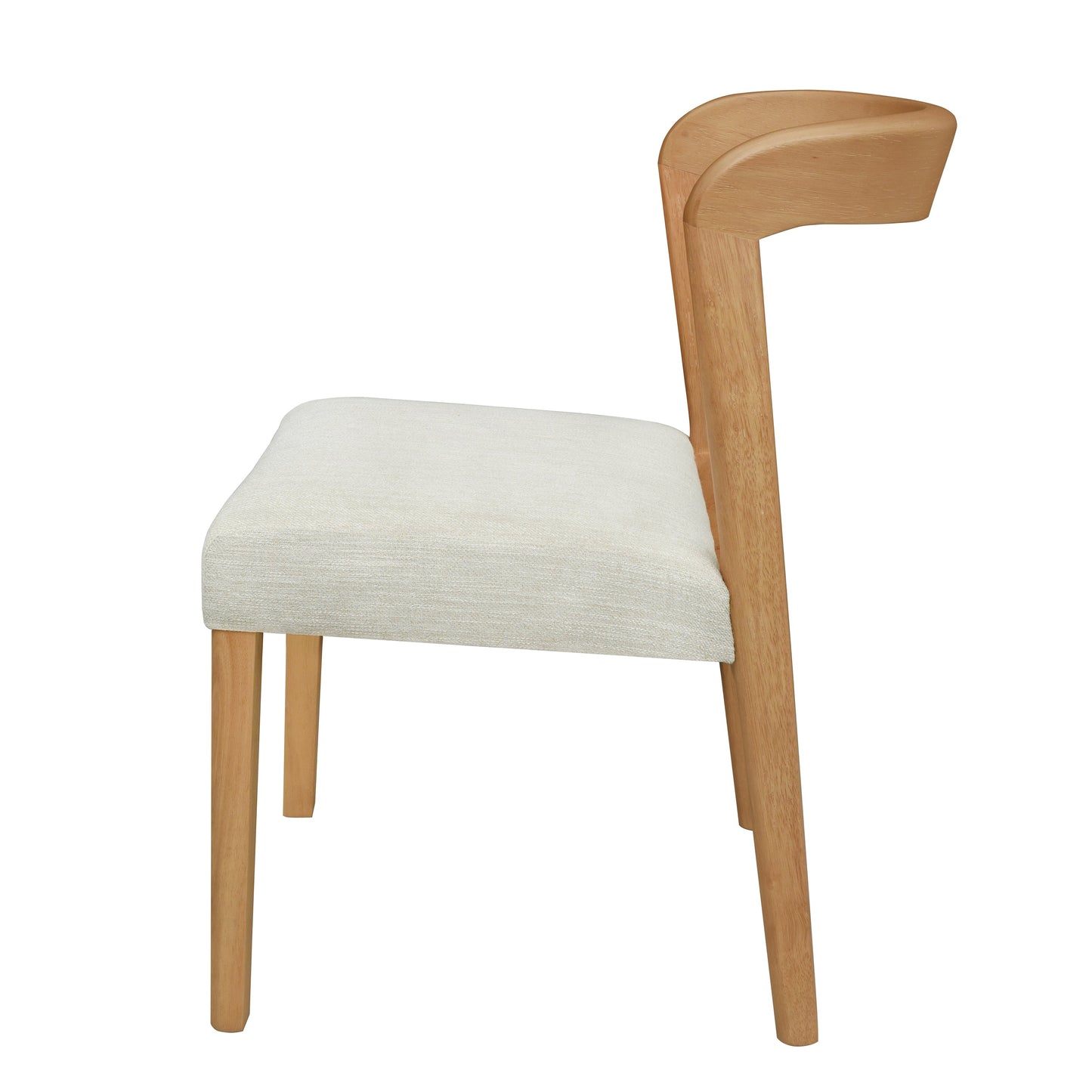 Solid Rubber Wood Dining Chairs (Natural Oak + Beige) Set of 2