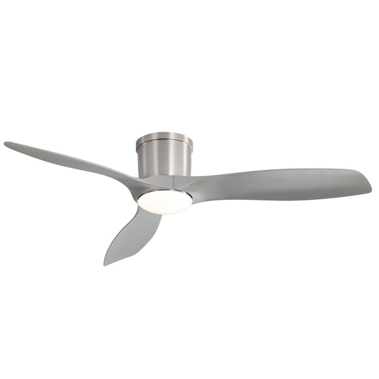 Flush Mount Ceiling Fan With Dimmable LED Light, 3 Blades, Reversible DC Motor