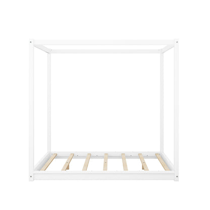 Wood Canopy Platform Bed With Support Legs And Airflow Slats