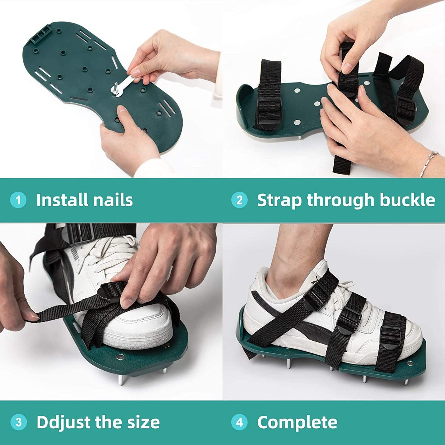 Lawn Aerator Shoes with Metal Spikes for Soil Aeration – One-Size-Fits-All Pre-Assembled Grass Aerator Sandals