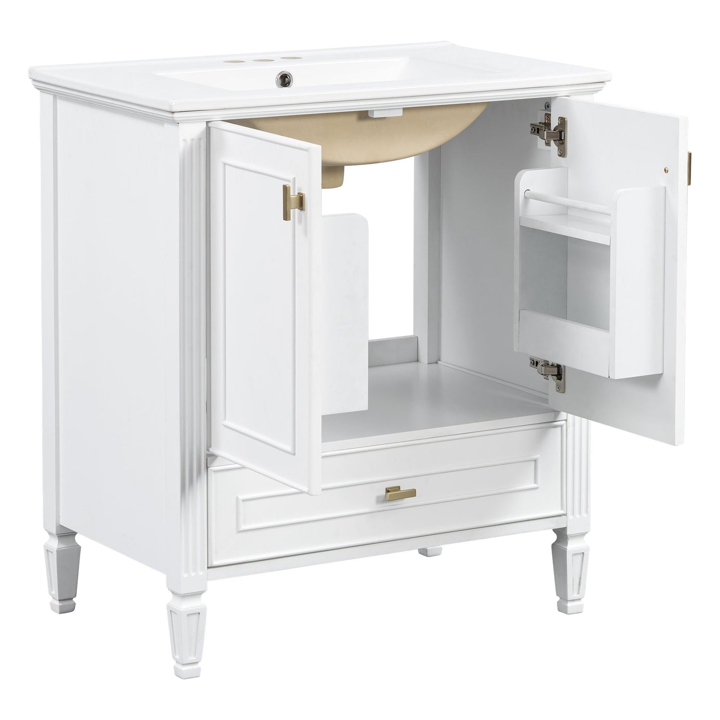 Freestanding Vanity With 1 Drawer & 2 Soft Close Doors With Door Mounted Storage