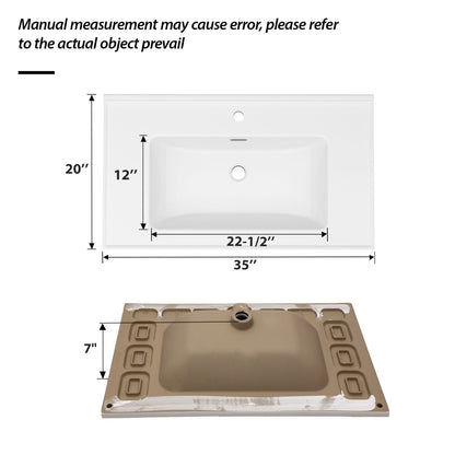 Modern Rectangular Vanity Top With Overflow For Bathroom