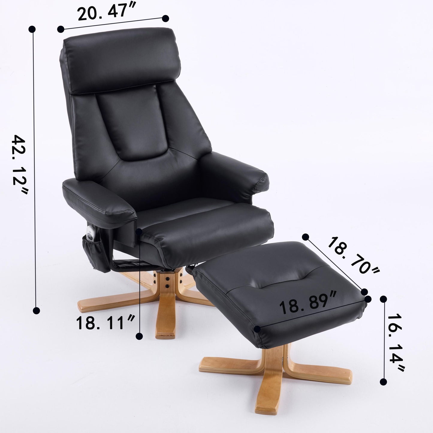 Upholstered Heated Massage 360° Swivel Accent Chair With Ottoman