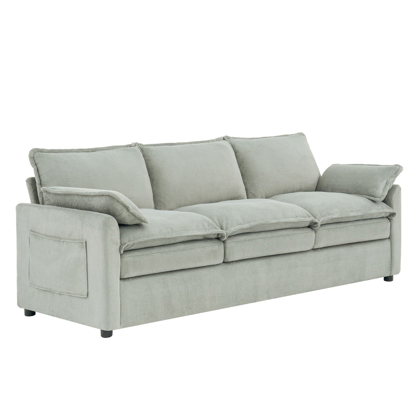 Modern 3 Seater Sofa With Side Storage Pockets For Living Room