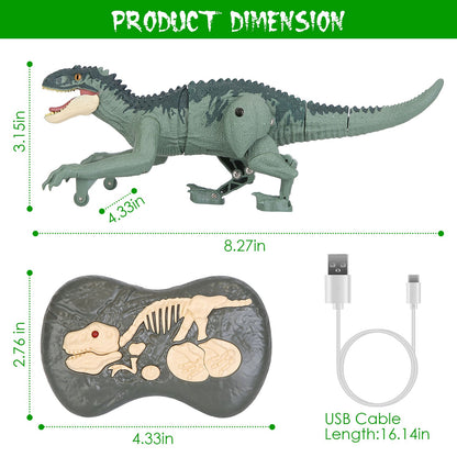 Remote Control Dinosaur Toys Jurassic Realistic RC Dinosaur Rechargeable T-Rex Walking Robot with 3D Eye Roaring Sounds Red Light Remote Control for 3