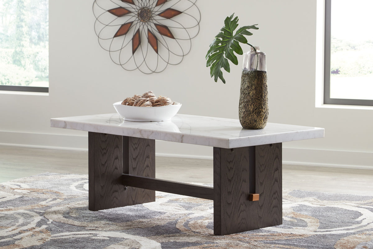 Burkhaus - Rectangular Cocktail Table - White / Dark Brown