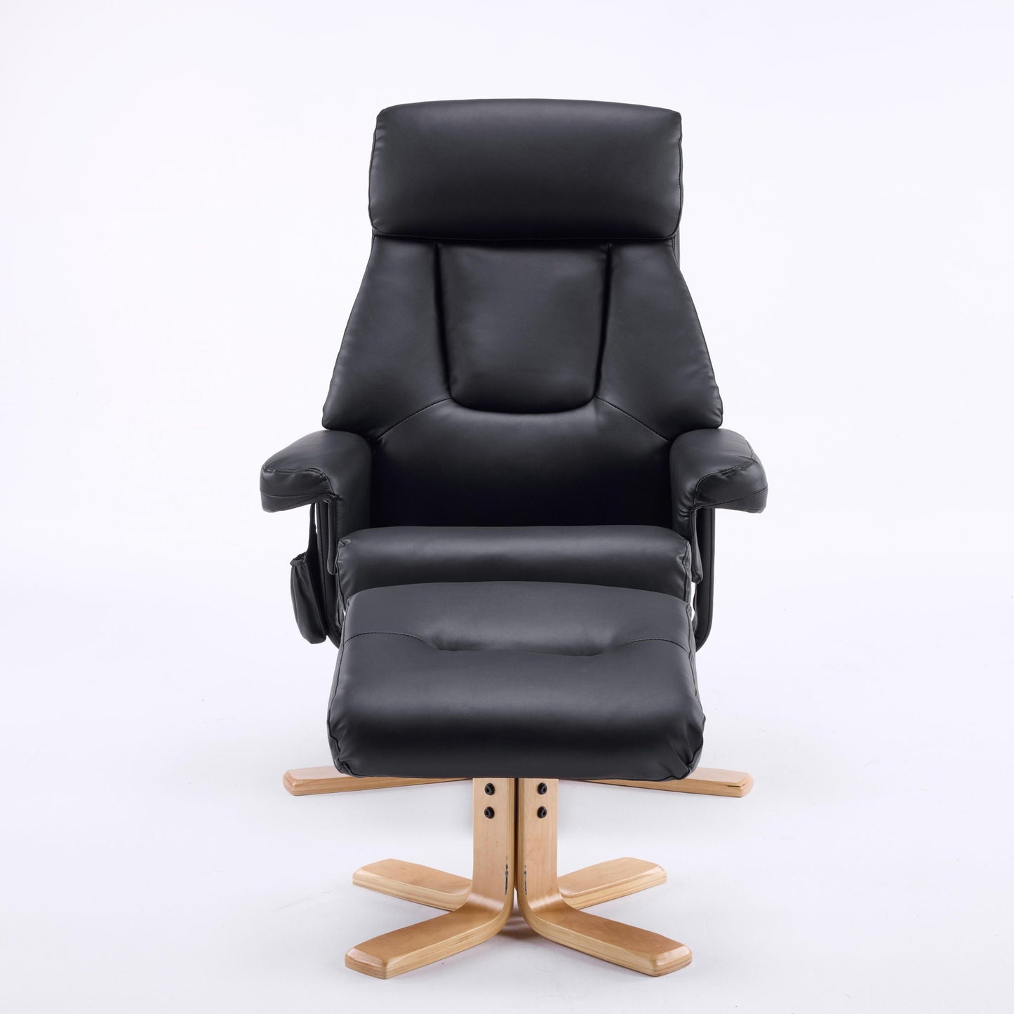 Upholstered Heated Massage 360° Swivel Accent Chair With Ottoman