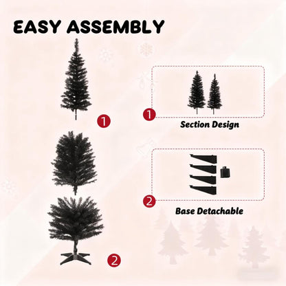Slim Xmas Tree with Realistic Branch Tips and Plastic Stand