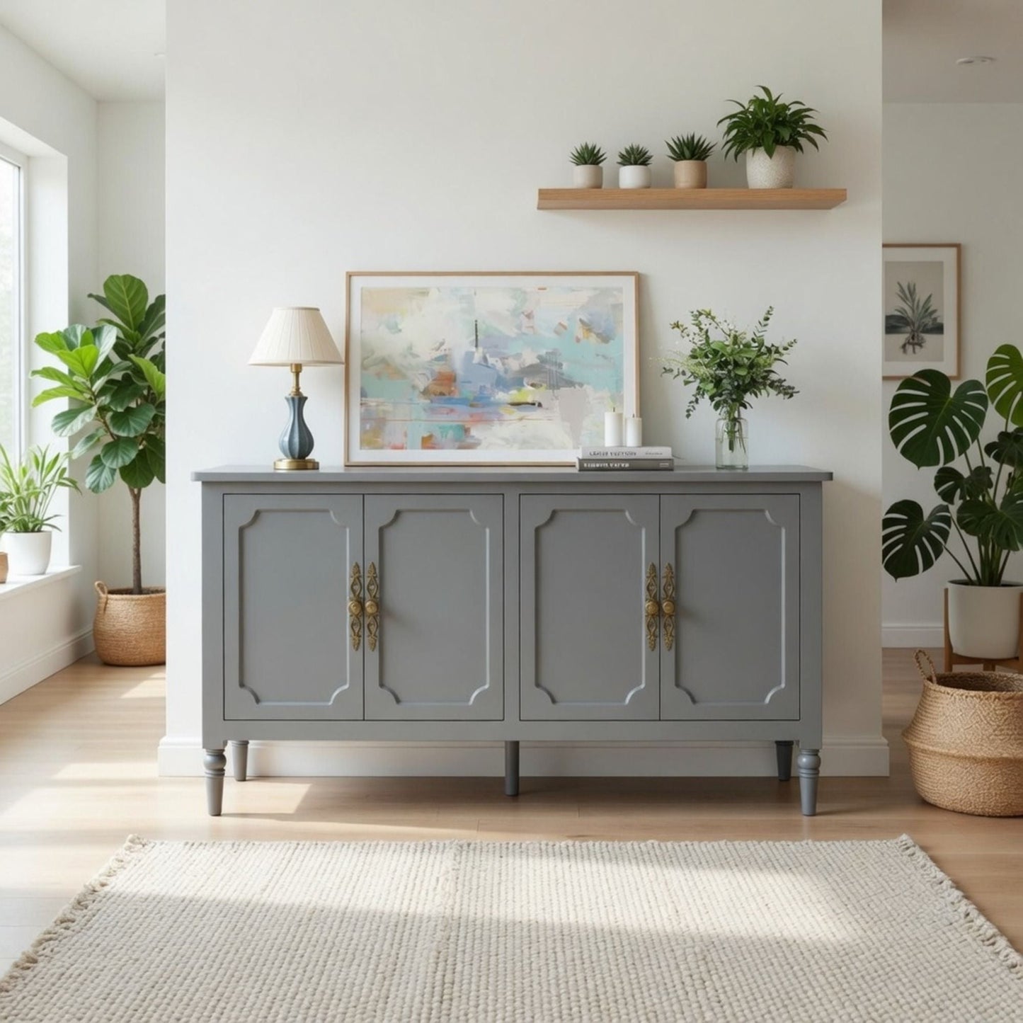 Vintage Buffet Cabinet With Adjustable Shelves