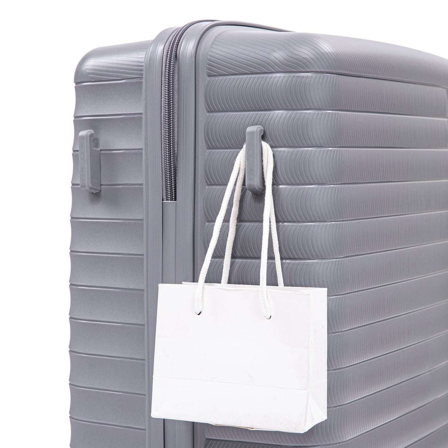 4-Piece PP Spinner Wheel Luggage Set with Cosmetic Case, Light Gray