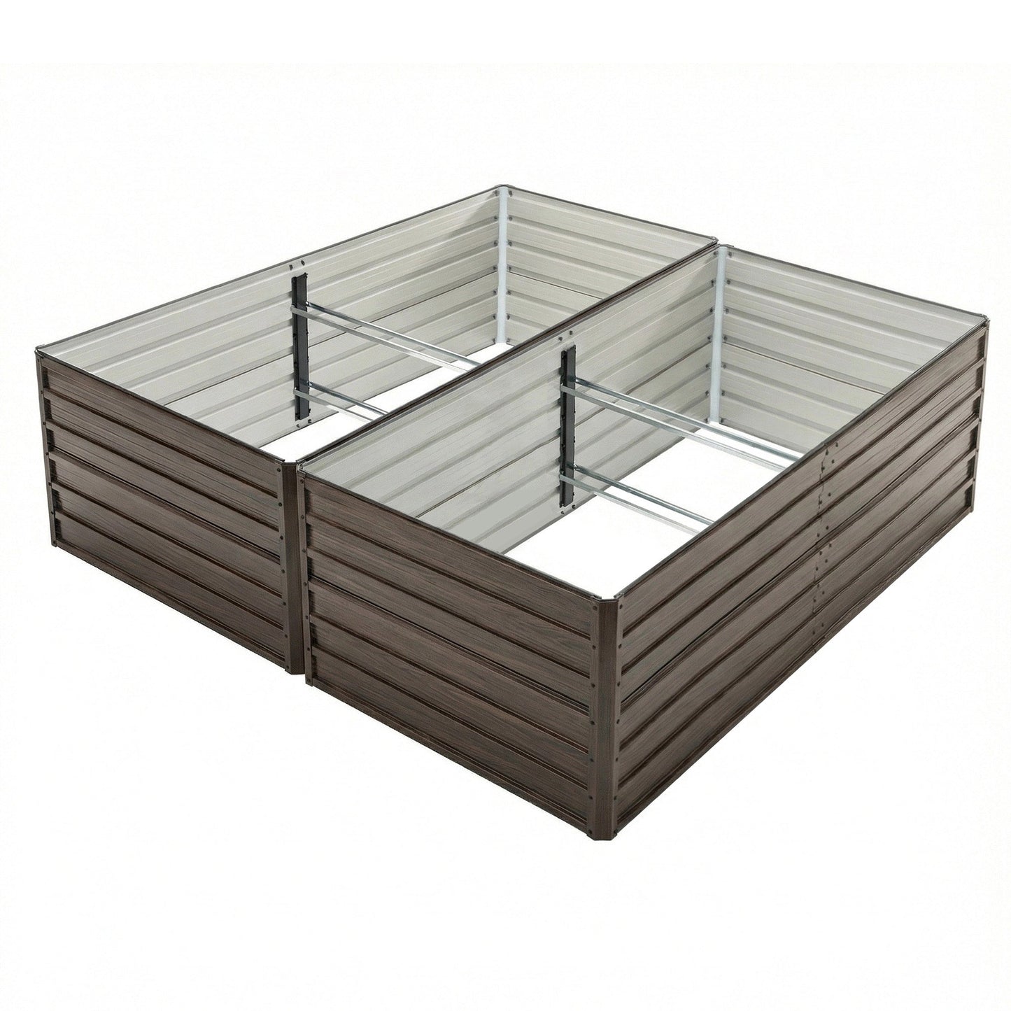 8x4x2 FT Woodgrain Galvanized Raised Garden Bed Set