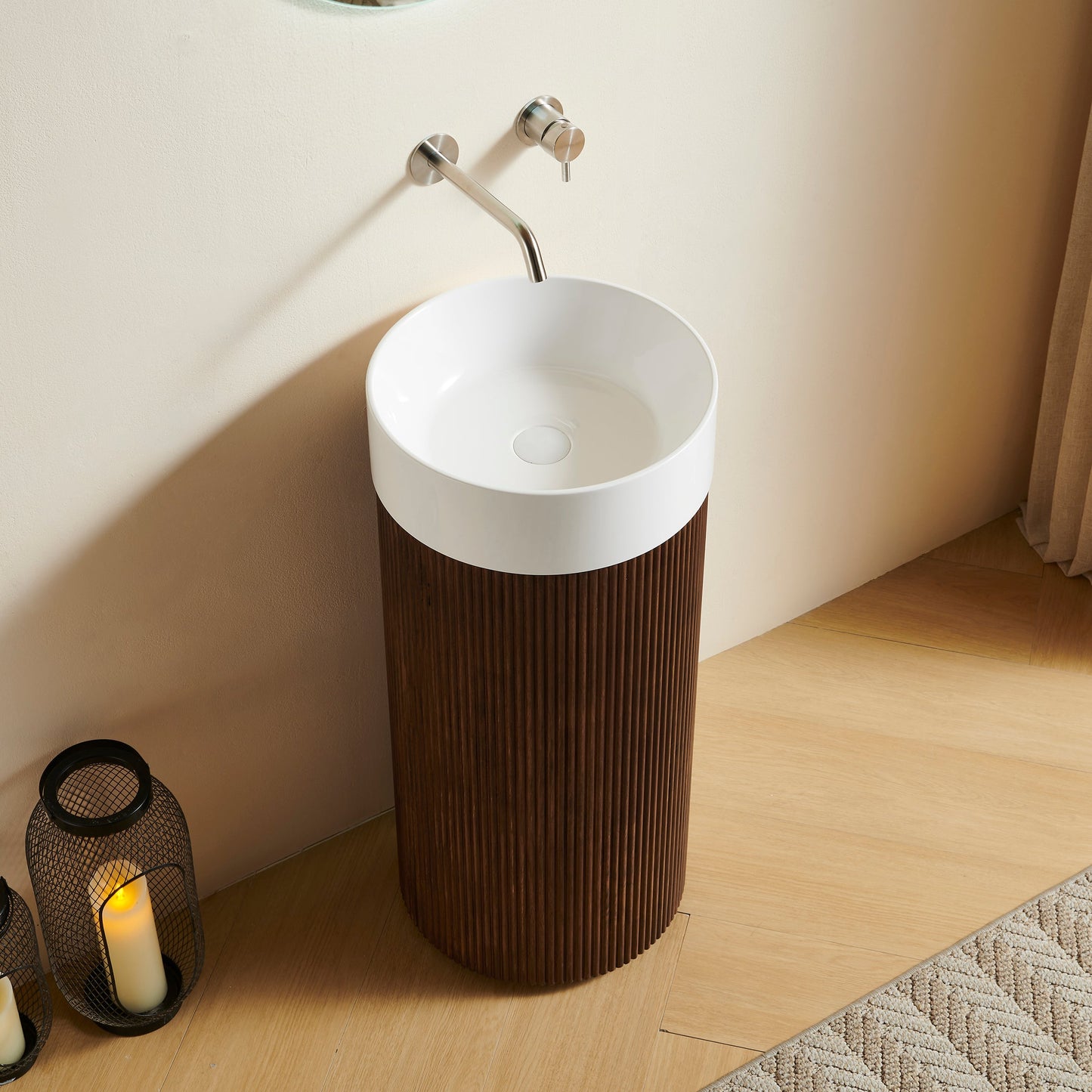 JINBO 16" Freestanding Cylindrical Bathroom Vanity Cabinet
