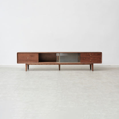 TV Cabinet With Chinese Changhong Glass Doors, Two Drawer Storage Space TV Standing