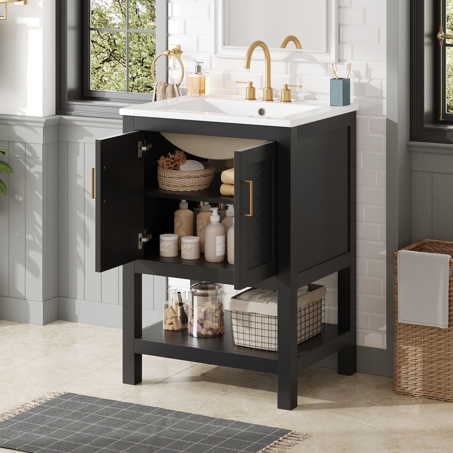 Modern Bathroom Vanity With Elegant Twill Design
