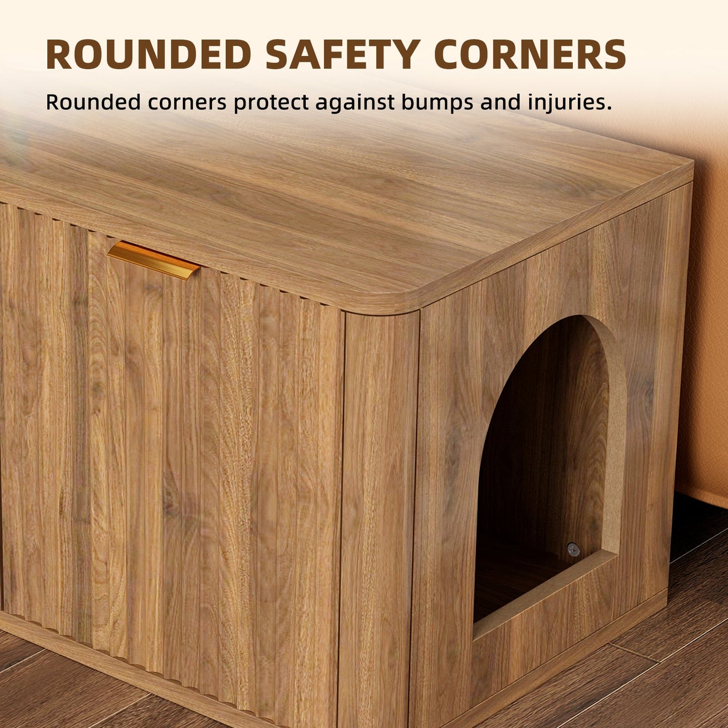 31.5" Walnut Finish Hidden Litter Box Furniture
