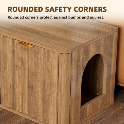 31.5" Walnut Finish Hidden Litter Box Furniture
