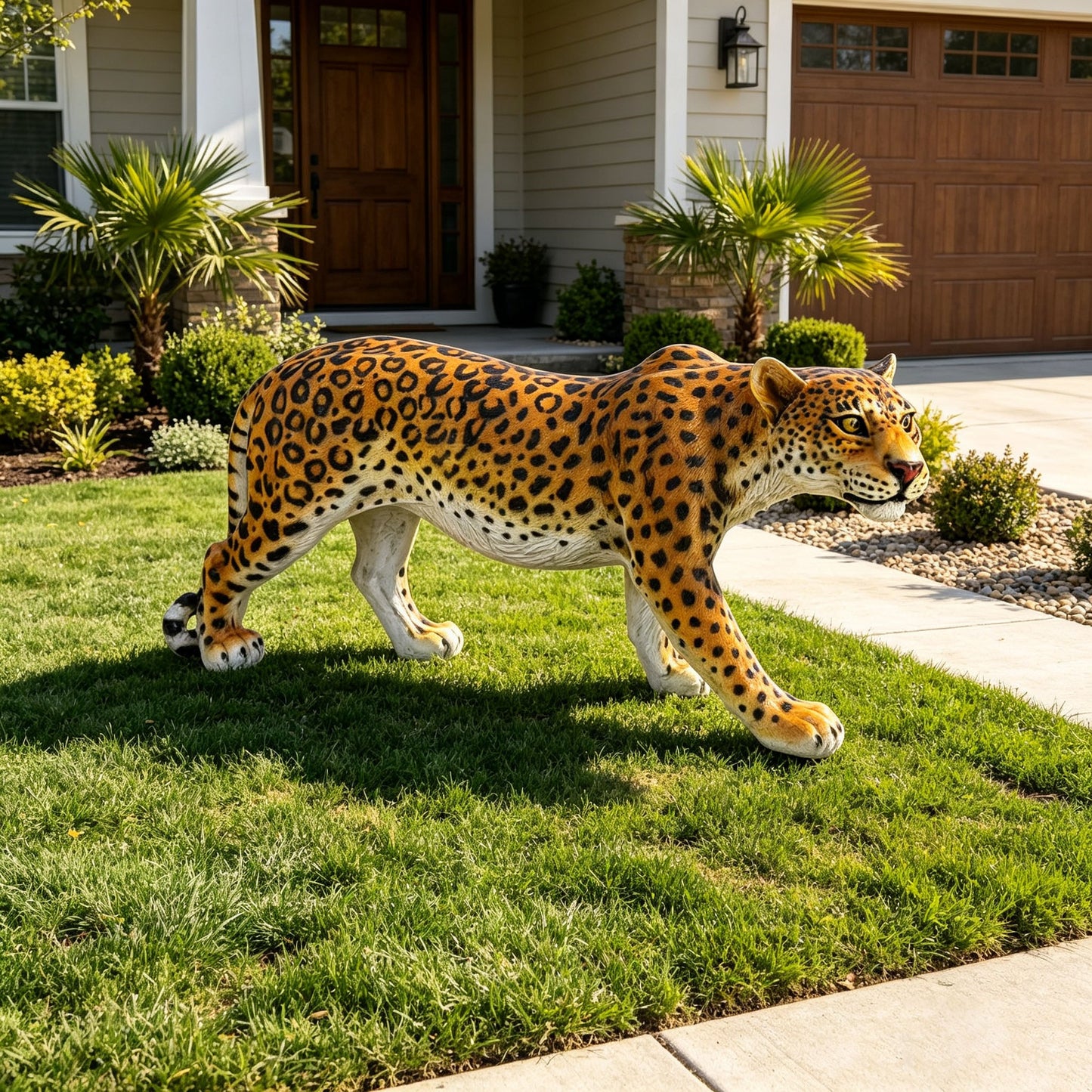 Realistic Leopard Garden Statue
