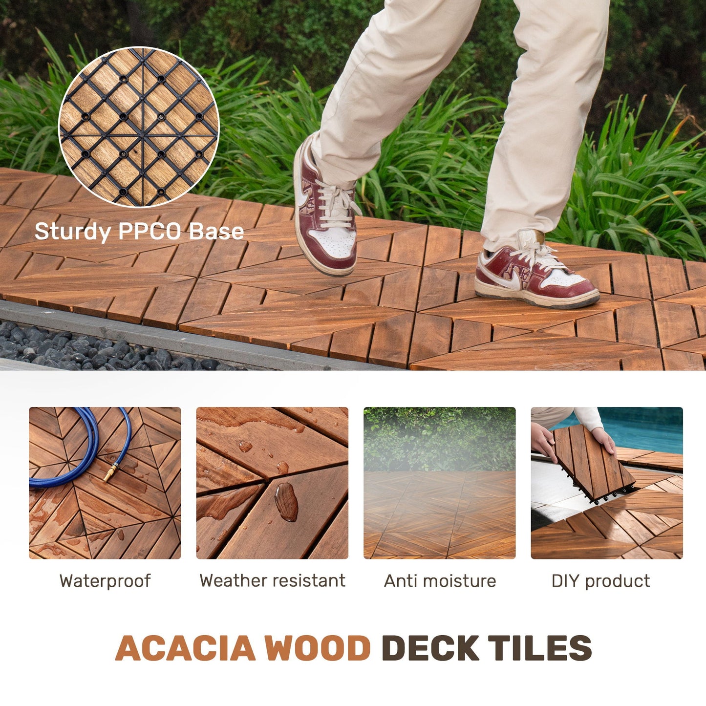 Interlocking Deck Tiles, Diagonal Pattern Outdoor Decking