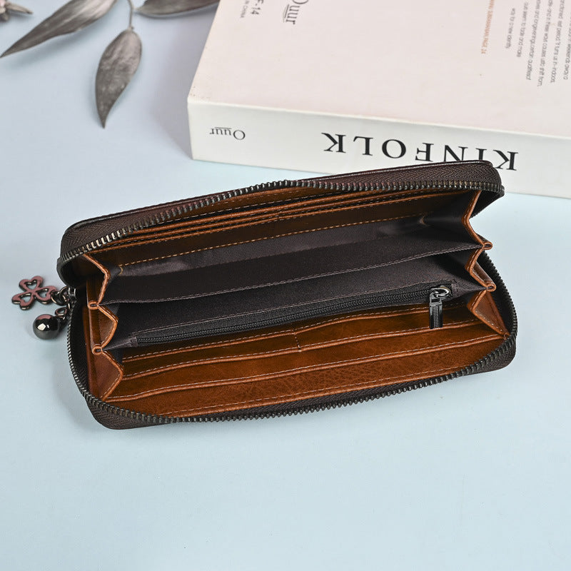 Long Wallet Fashion Embossed Zipper Clutch Purse Phone Bag
