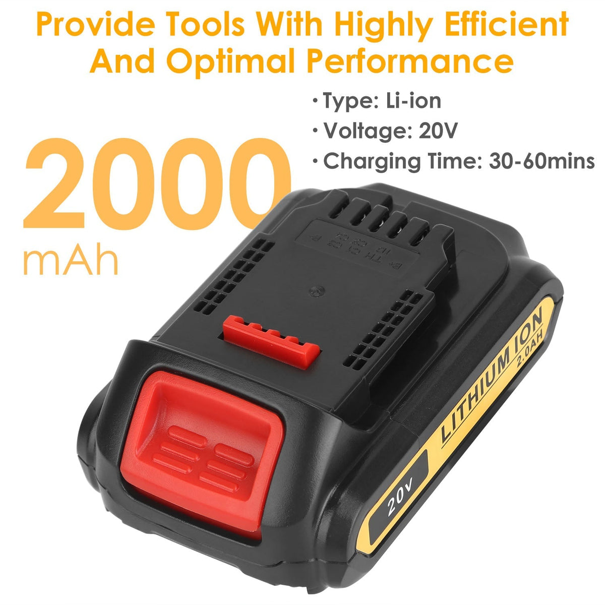 20V Replacement Battery Fit for Dewalt DCB206-2 DCB205 DCB200-2 DCB203 DCB181 DCB180 DCB200 DCB201 DCB201-2