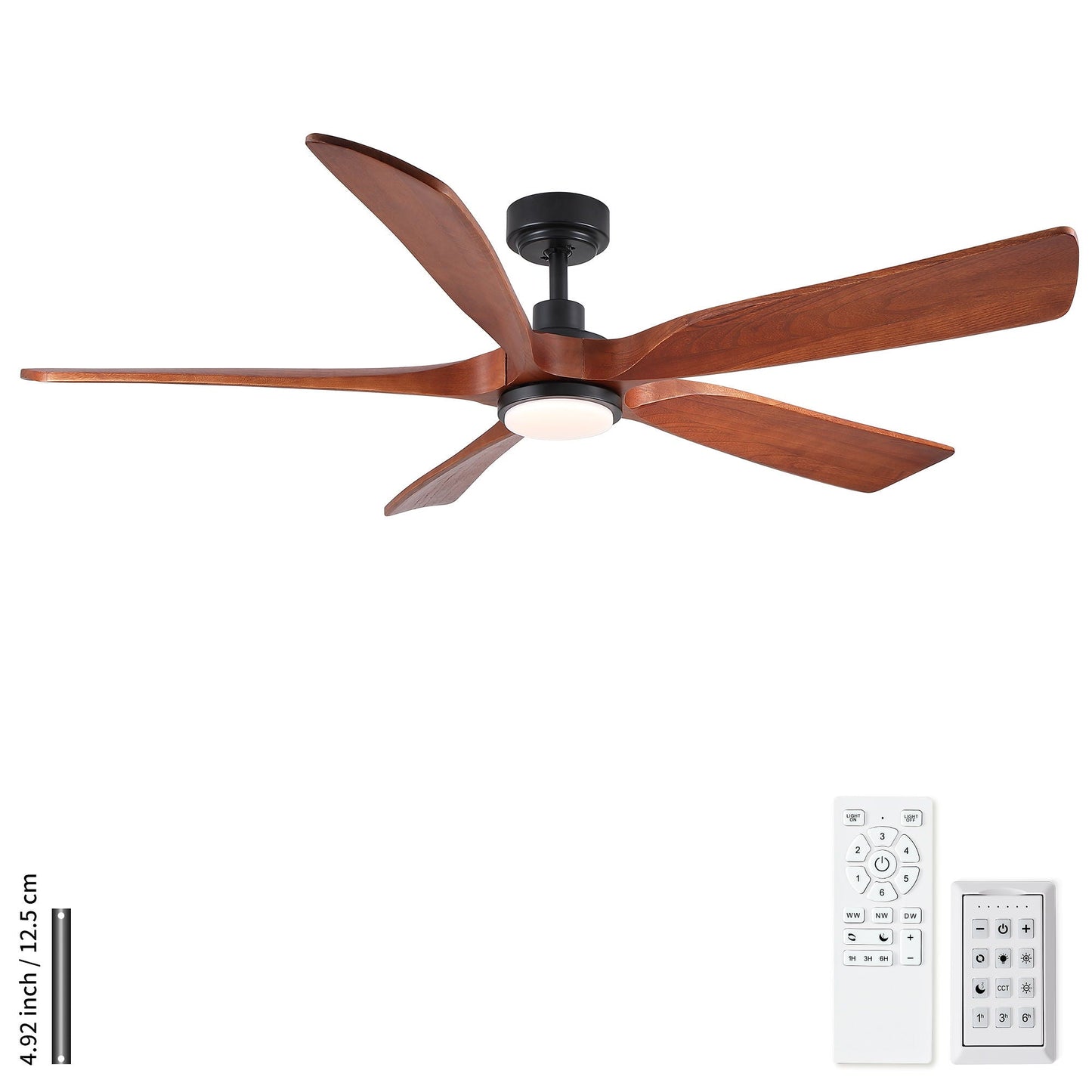 Ceiling Fan With Light And Remote Control, Noiseless, Dimmable, 6 Speeds Reversible For Indoor Or Covered Outdoor Use - Matte Black