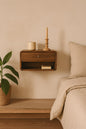 Solid Wood Curve Floating Nightstand