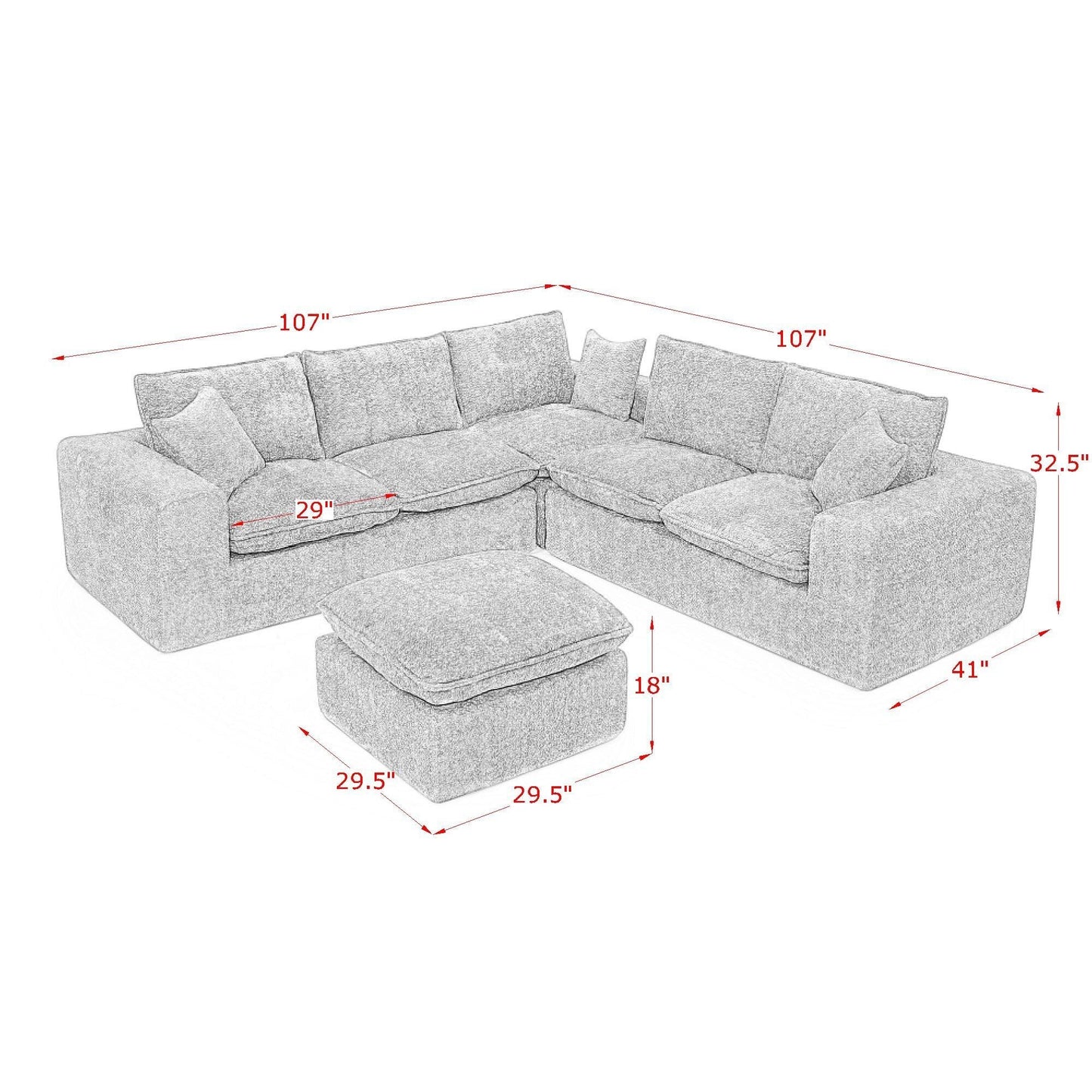 Sectional Sofa With Moveable Ottoman